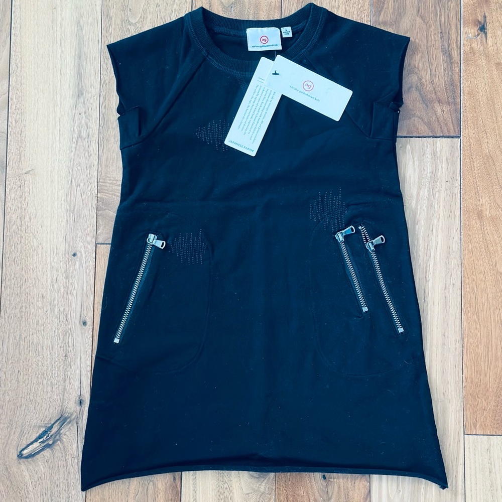 Adriano Goldschmied Black Tunic Dress Zipper Pockets Girls Size 5 NWT